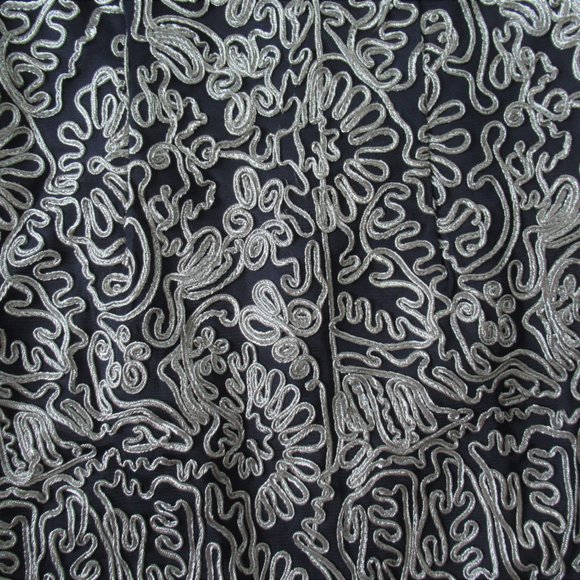 Js Collection Silver Embroidered Short Sleeve Boat Neck Sheath Cocktail Dress - Picture 5 of 13